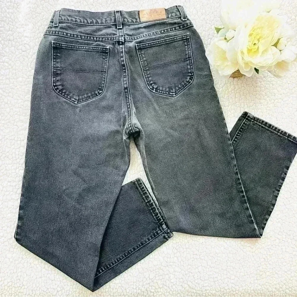 Vintage Lee Denim Riders Faded Black Super High Waist 100% Cotton Taper Mom Jean
